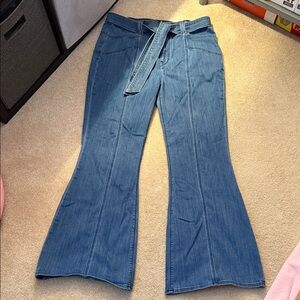 Express Stretch Bell Flare Super High Rise Women Jeans - Blue